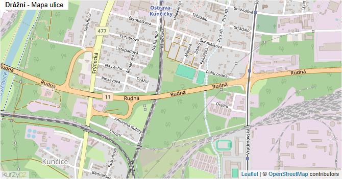 Drážní - mapa ulice