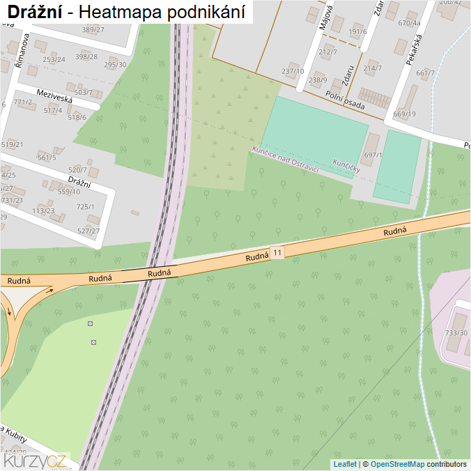 Mapa Drážní - Firmy v ulici.