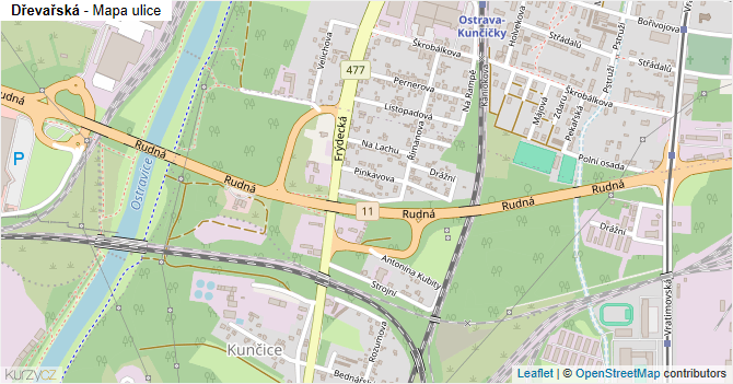 Dřevařská - mapa ulice