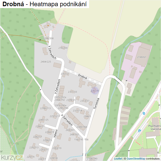 Mapa Drobná - Firmy v ulici.