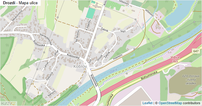 Drozdí - mapa ulice