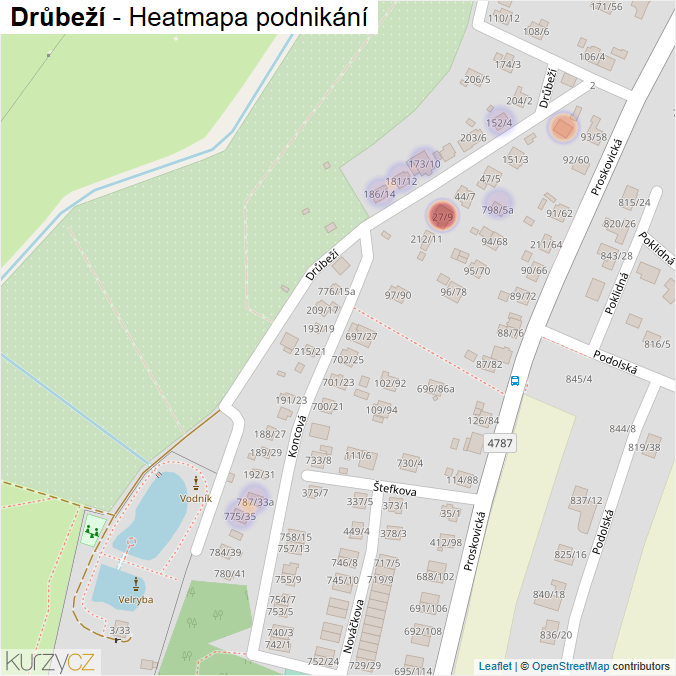 Mapa Drůbeží - Firmy v ulici.