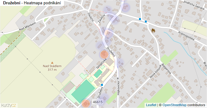 Družební - mapa podnikání