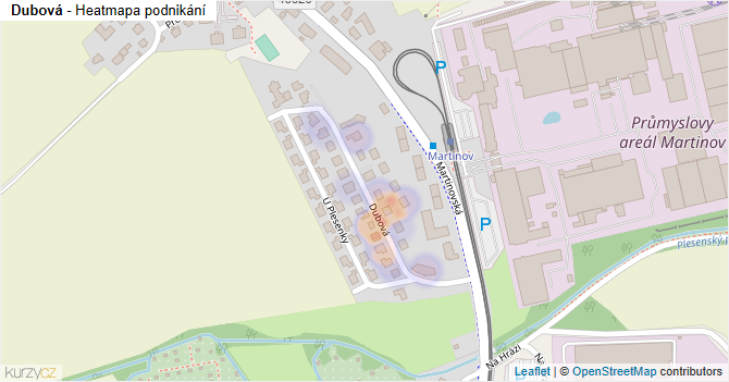 Dubová - mapa podnikání