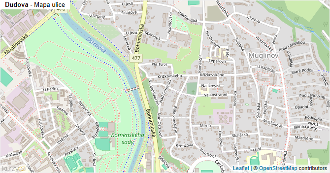 Dudova - mapa ulice