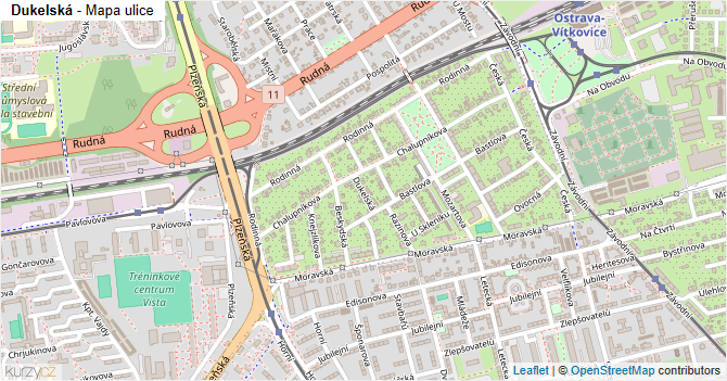 Dukelská - mapa ulice