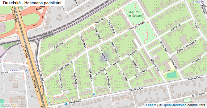 Dukelská - mapa podnikání