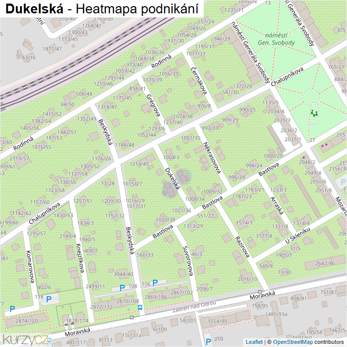 Mapa Dukelská - Firmy v ulici.