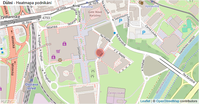 Důlní - mapa podnikání