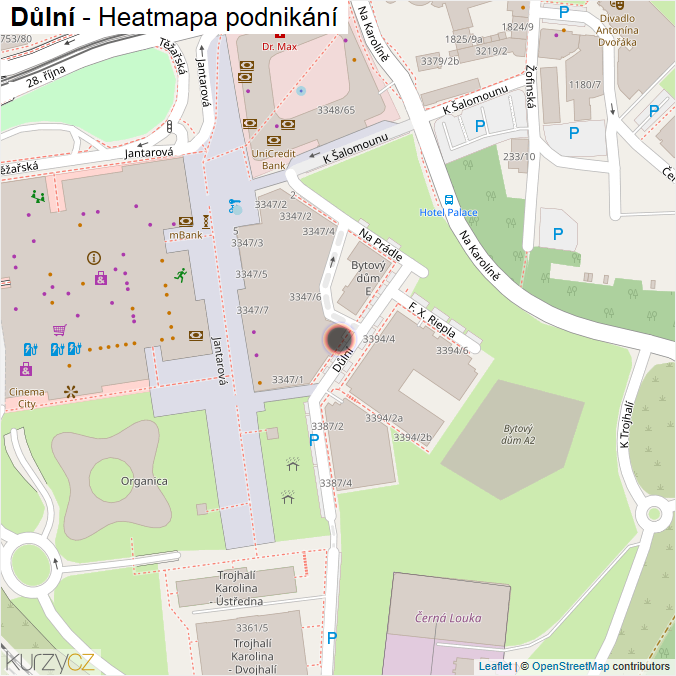 Mapa Důlní - Firmy v ulici.