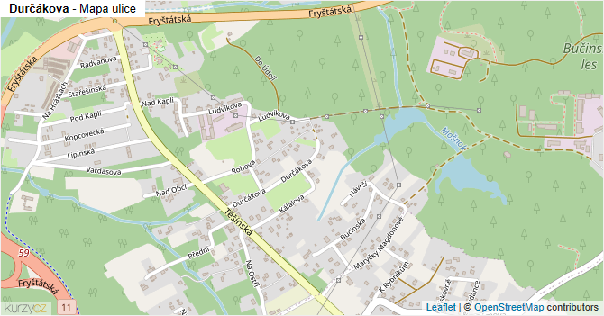 Durčákova - mapa ulice