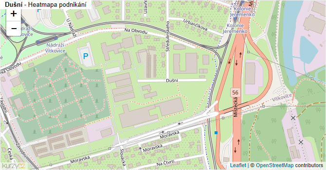Dušní - mapa podnikání