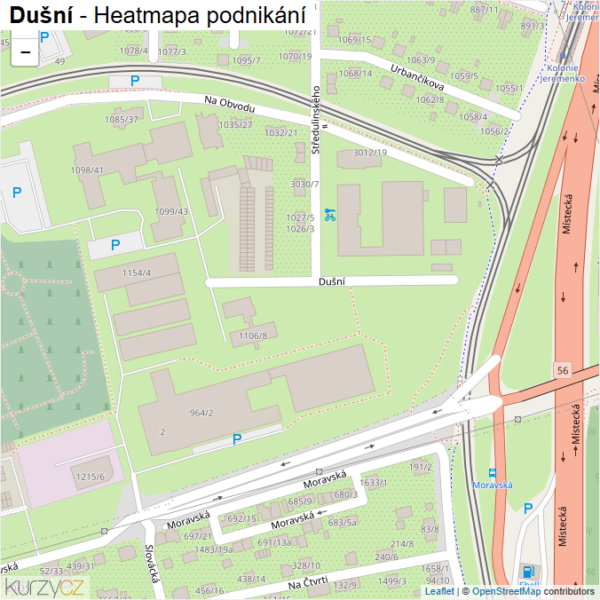 Mapa Dušní - Firmy v ulici.