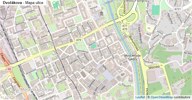Dvořákova - mapa ulice
