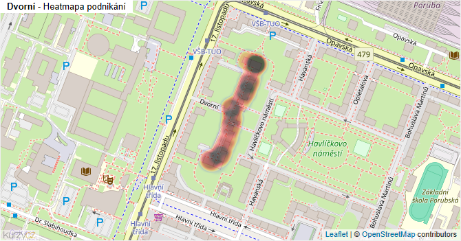 Dvorní - mapa podnikání