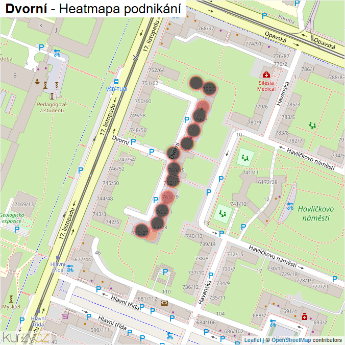 Mapa Dvorní - Firmy v ulici.