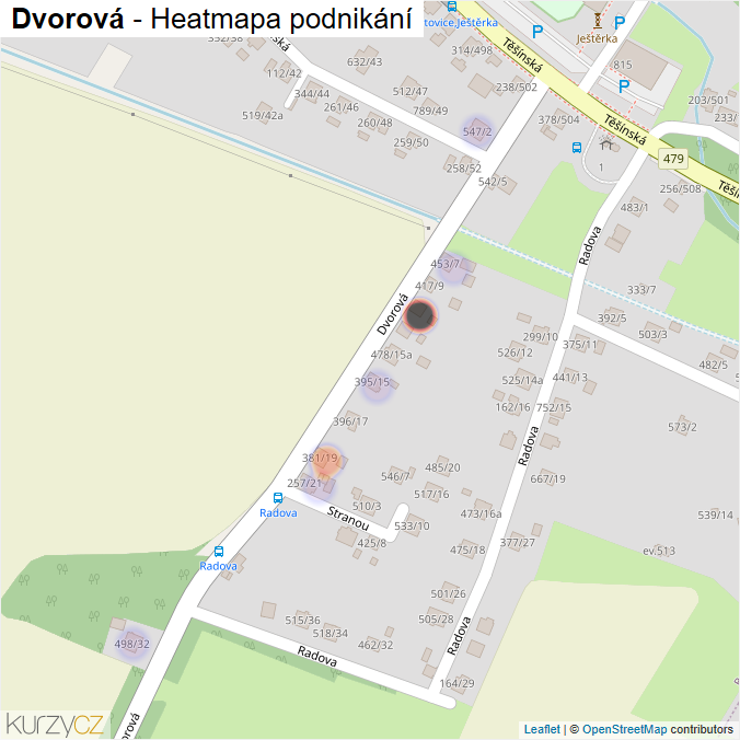 Mapa Dvorová - Firmy v ulici.