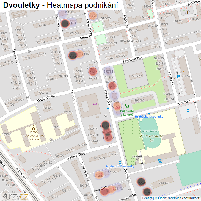 Mapa Dvouletky - Firmy v ulici.
