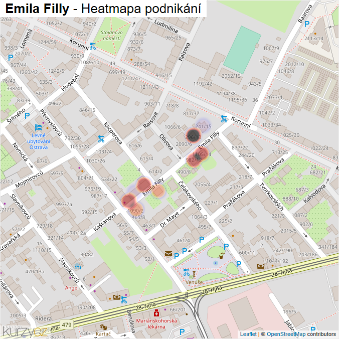 Mapa Emila Filly - Firmy v ulici.