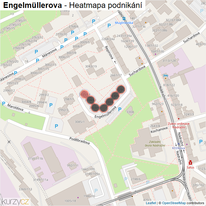 Mapa Engelmüllerova - Firmy v ulici.