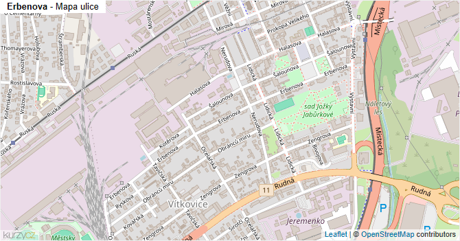 Erbenova - mapa ulice