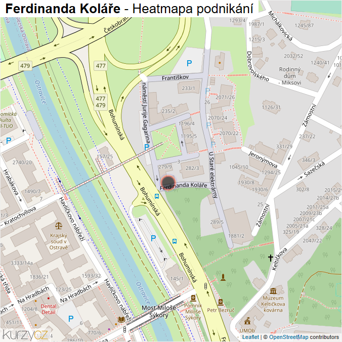 Mapa Ferdinanda Koláře - Firmy v ulici.