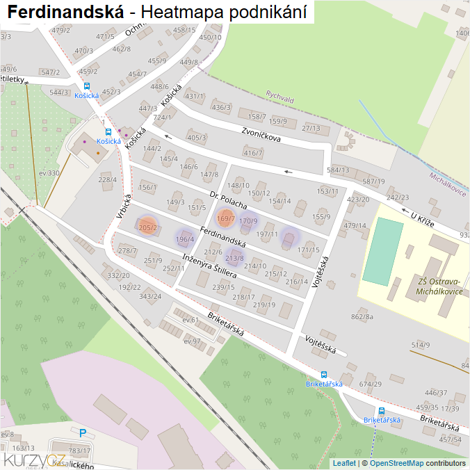 Mapa Ferdinandská - Firmy v ulici.