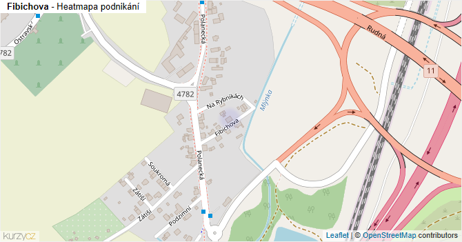 Fibichova - mapa podnikání