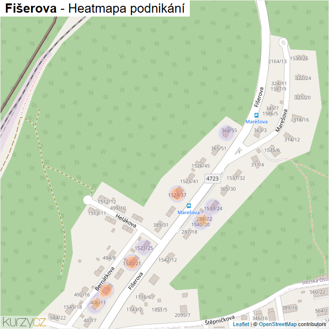 Mapa Fišerova - Firmy v ulici.