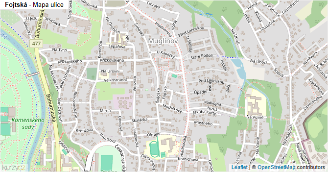 Fojtská - mapa ulice