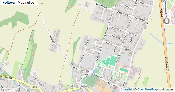 Foltova - mapa ulice