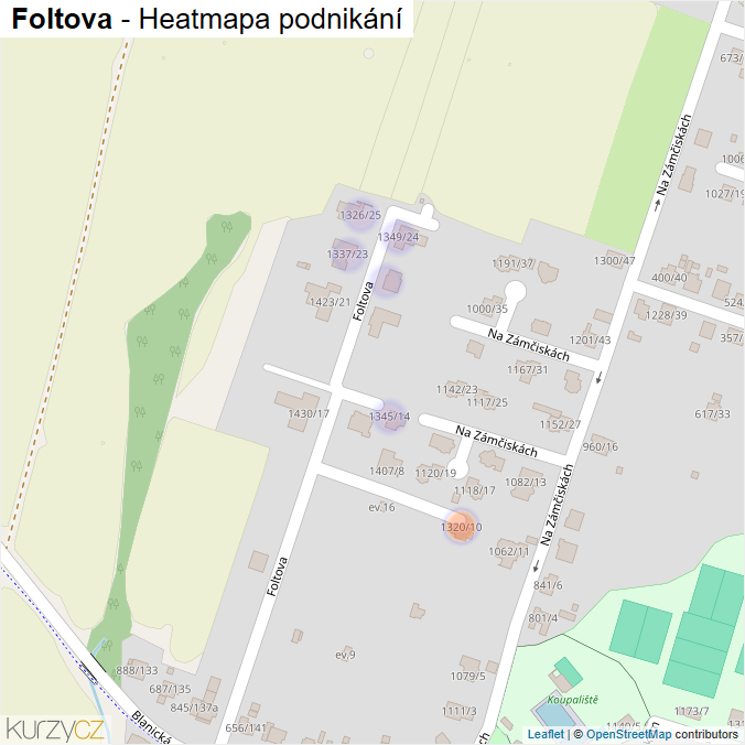 Mapa Foltova - Firmy v ulici.