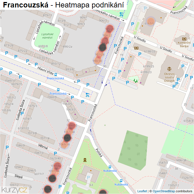 Mapa Francouzská - Firmy v ulici.