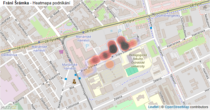 Fráni Šrámka - mapa podnikání