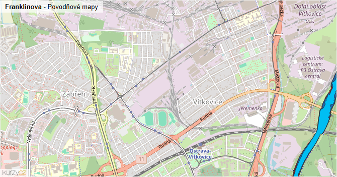 Franklinova - záplavové mapy stoleté vody
