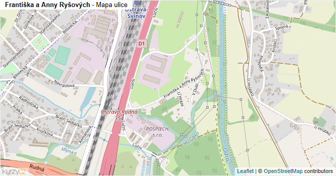 Františka a Anny Ryšových - mapa ulice