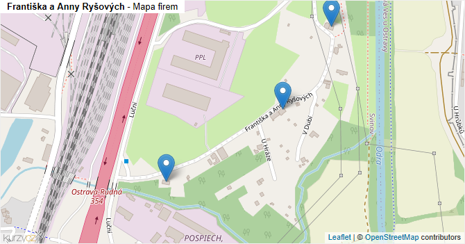 Františka a Anny Ryšových - mapa firem