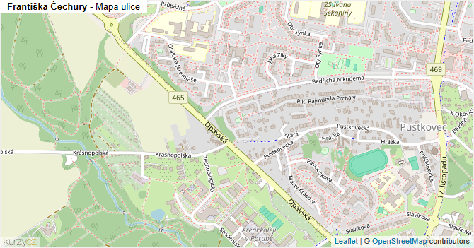 Františka Čechury - mapa ulice