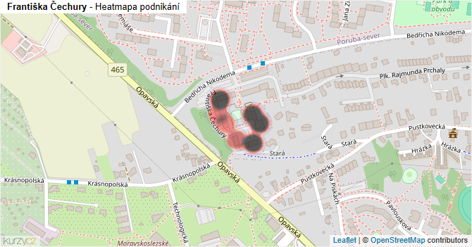 Františka Čechury - mapa podnikání