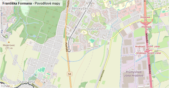 Františka Formana - záplavové mapy stoleté vody