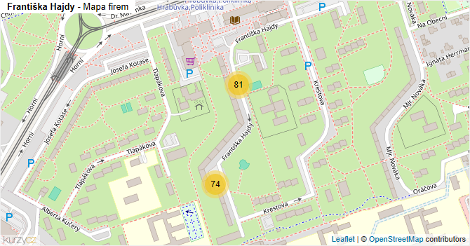 Františka Hajdy - mapa firem