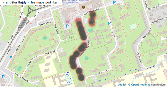 Františka Hajdy - mapa podnikání