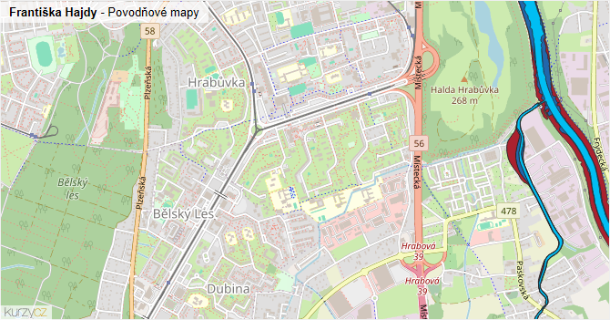 Františka Hajdy - záplavové mapy stoleté vody