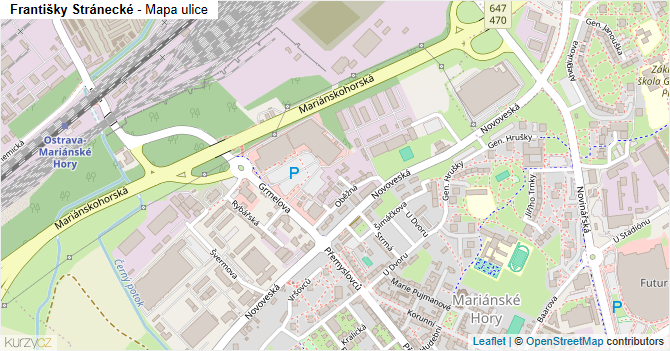 Františky Stránecké - mapa ulice