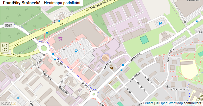 Františky Stránecké - mapa podnikání