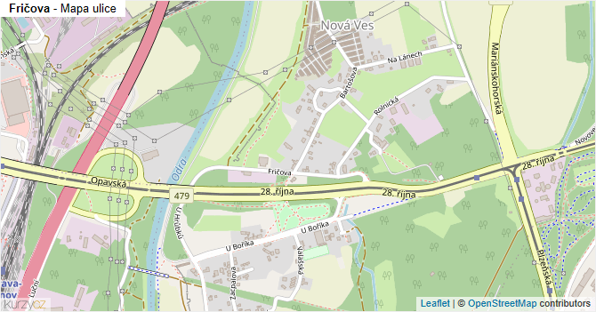Fričova - mapa ulice