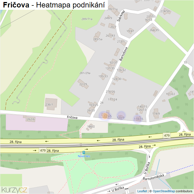 Mapa Fričova - Firmy v ulici.