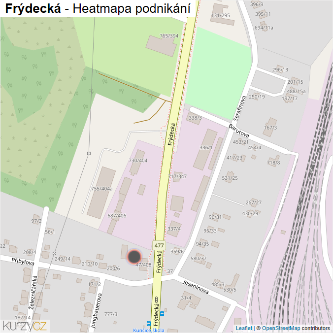 Mapa Frýdecká - Firmy v ulici.