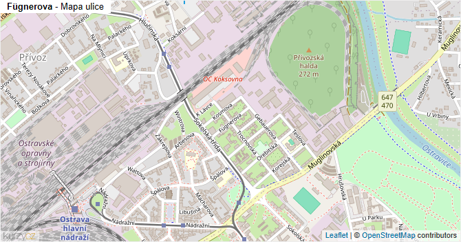 Fügnerova - mapa ulice