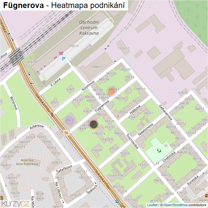 Mapa Fügnerova - Firmy v ulici.
